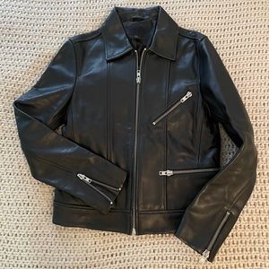 Men’s leather biker jacket.